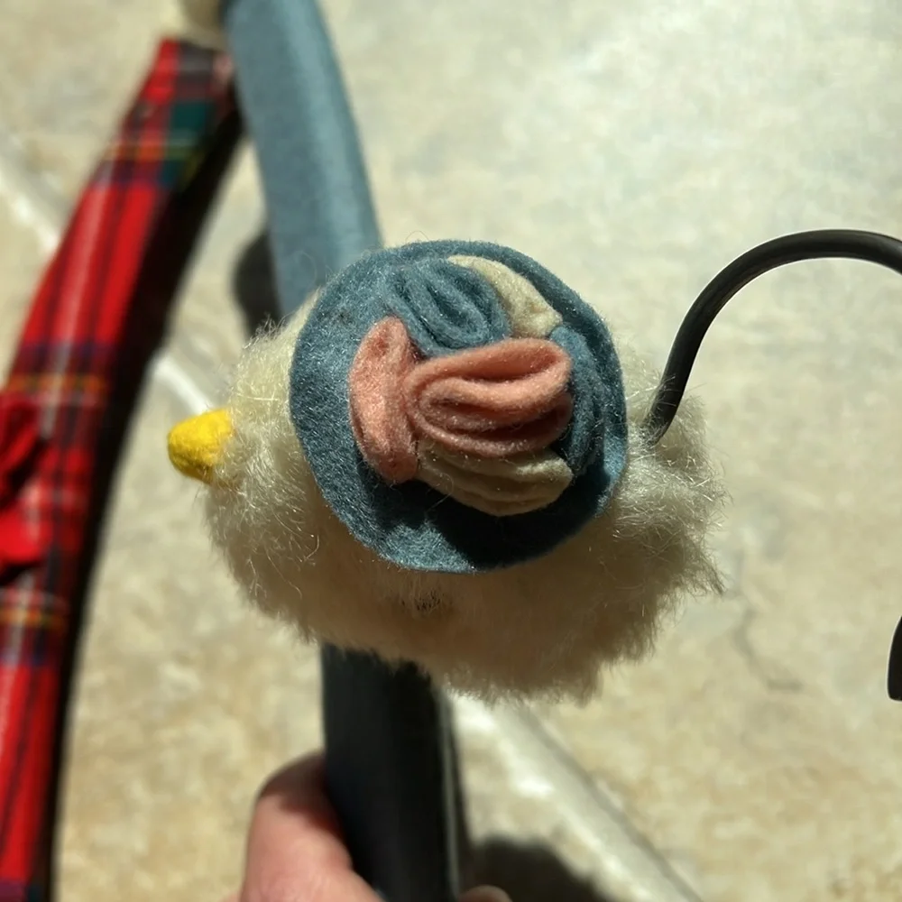 RARE Vintage Children Kids Clothing Coat Hanger Teddy Bear face 3D felt & duck